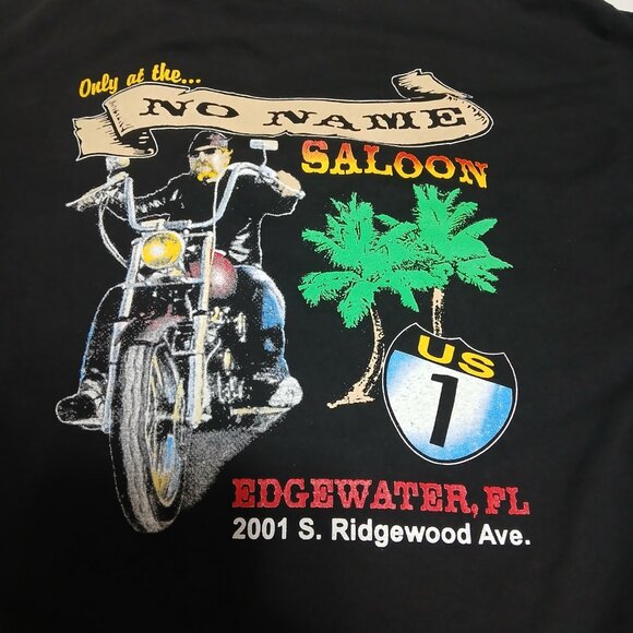 Vintage Y2K 2004 Bike Week No Name Saloon Edgewater, FL pocketed black T-shirt L - Picture 3 of 8